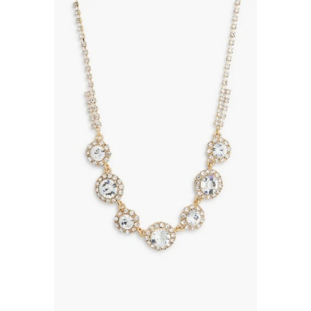💕NORDSTROM RACK💕 Round Crystal Halo Choker Necklace ~ Clear Gold NWOT